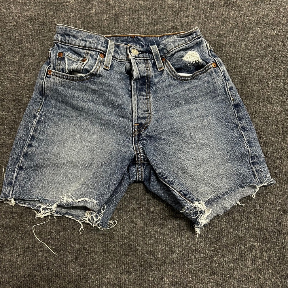 Levis Denim Shorts Womens  24 Blue 501 Original Distressed Cut Off Button Fly